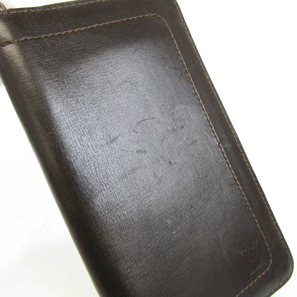 Louis Vuitton Utah Zippy Organizer M97025 Men's Utah Leather Long Wallet (bi-fold) Coffee (Good)