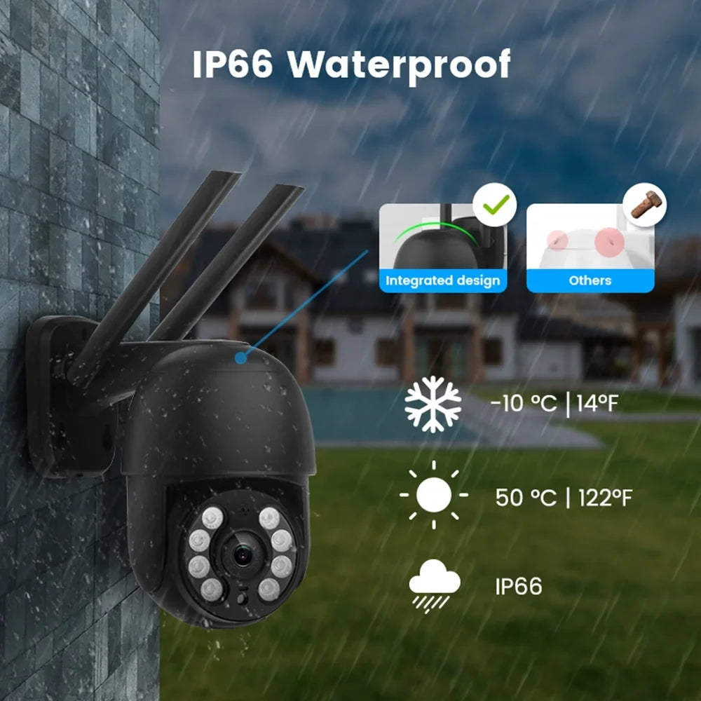 LISUEYNE Security Camera Wireless Outdoor; 4MP Pan/Tilt 2.4G Wifi Surveillance Cameras with Motion Detection and Siren; 2-Way Audio; Full Color Night Vision; for Multi-Platform