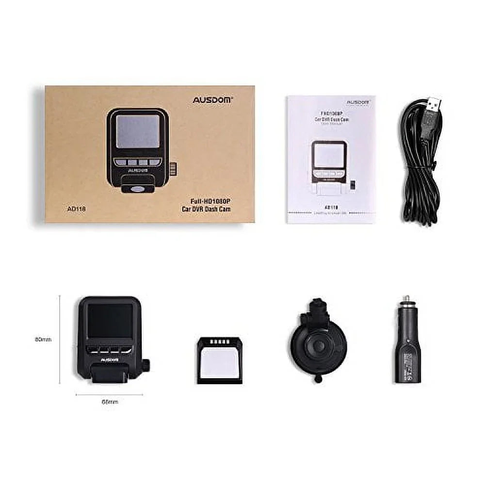 Ausdom AD118 Dashboard Camera Recorder with FHD 1080p Resolution; WDR; 6-Glass L