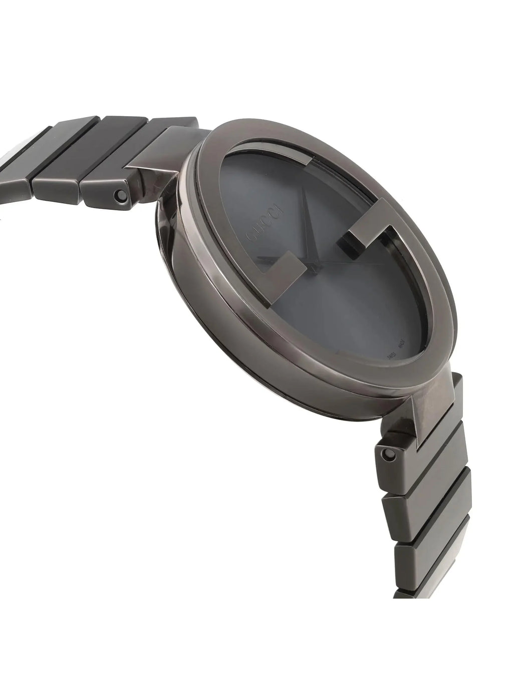 New Gucci Interlocking G PVD Steel Anthracite Dial Grey Quartz Watch YA133210