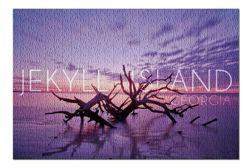 Jekyll Island; Georgia; Driftwood on Beach at Sunset (19x27 inches; Premium 500 Piece Jigsaw Puzzle for Adults and Family; Made in USA)