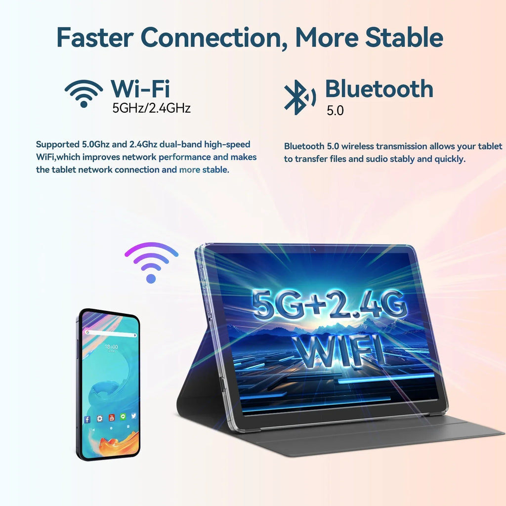 Tablet 10.1 inch Android Tablet;8GB RAM 128GB ROM Storage;Android 12.0 Tablet with Keyboard Wireless Mouse Case Stylus;5G WiFi Tablet;1TB Expandable;Octa-Core Processor;2024 Newest Tablet
