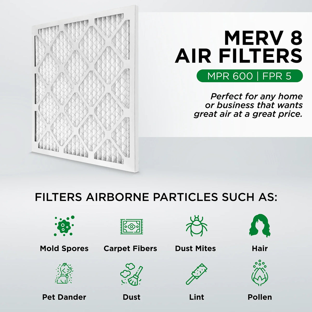Pamlico Air 12x30x1 MERV 8 Pleated AC Furnace Air Filters. Case of 12. Actual Size: 11-7/8 x 29-7/8 x 3/4