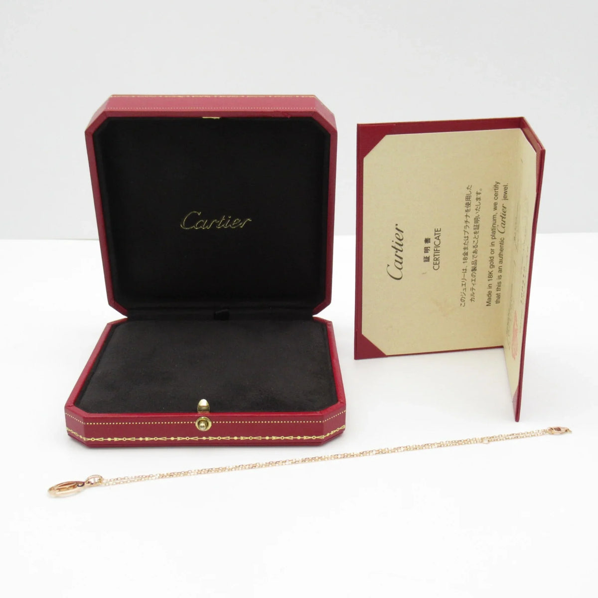 CARTIER Logo double diamond Necklace Necklace Clear K18PG(Rose Gold) Clear (Good)