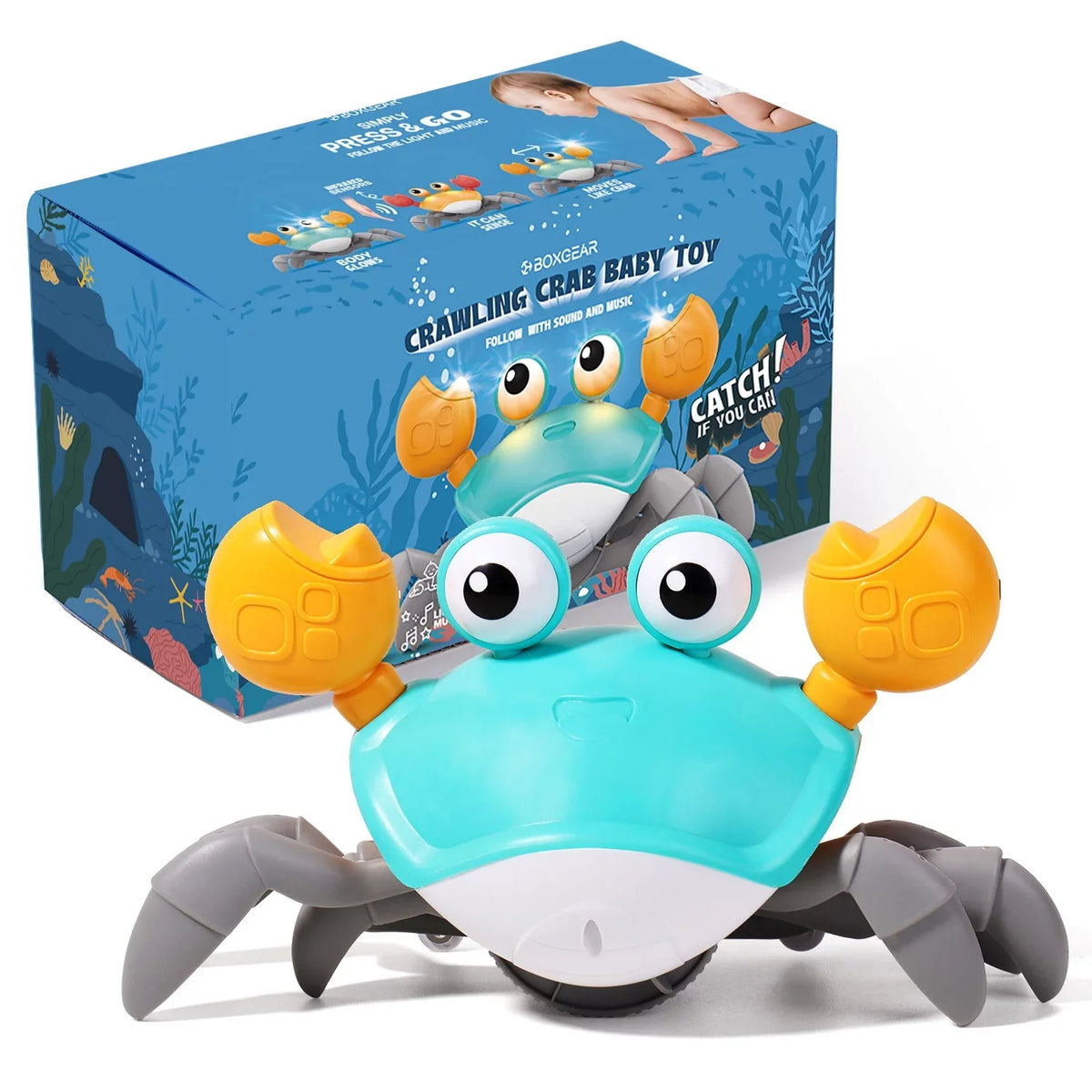 Alin Cute Baby Toys Infant Crawling Crab: Tummy Time Toy Gifts For Kids And 36 Months Toddlers For Learning Crawl; Walking & Music Development Interactive Birthday Gift