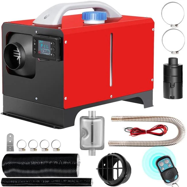 VEVOR Diesel Air Heater; 5KW 12V Parking Heater; Mini Truck Heater; Single Outlet Hole; with Black LCD; Remote Control; Fast Heating Diesel Heater; For RV Truck; Boat; Bus; Car Trailer; Motorhomes