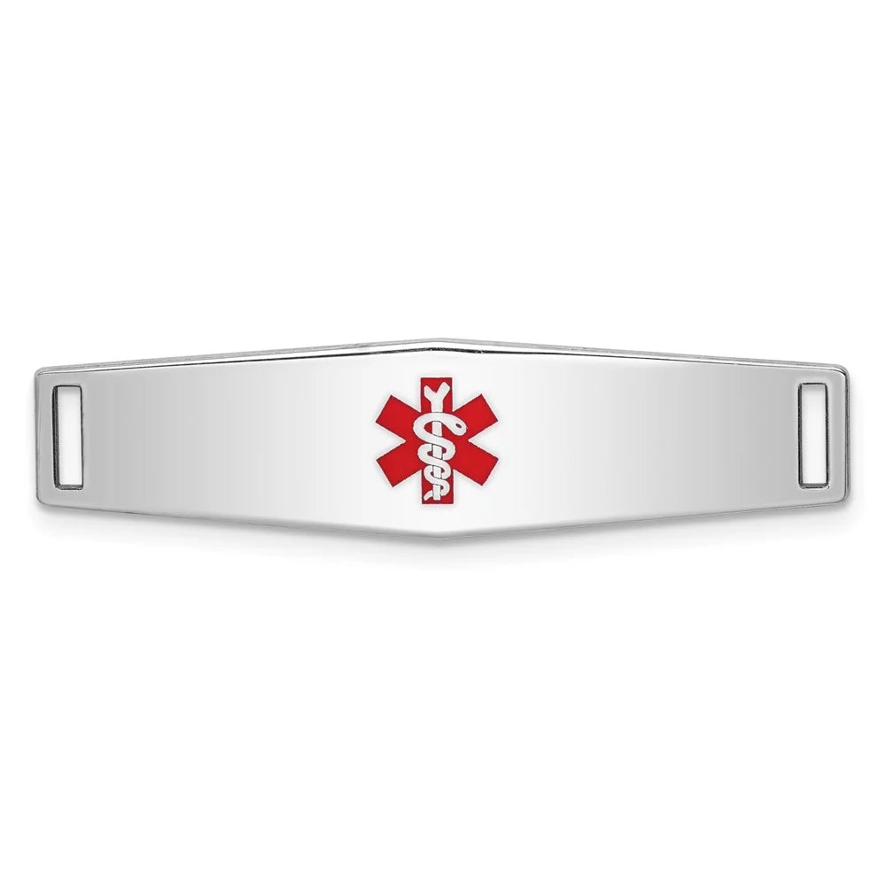 Auriga 925 Sterling Silver Medical Id Plate inch for Bracelet for Women(L- 37inch; W- 9mm)
