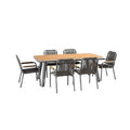 Technische Titel: "Moderne Tuinset van Hout en Aluminium met Zes Stoelen"