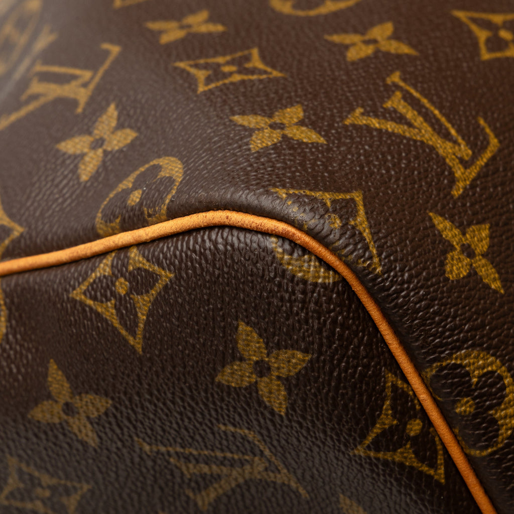 Authenticated Louis Vuitton Monogram Keepall 55 Canvas Brown Travel Bag WeekenderBag Unisex (Good)