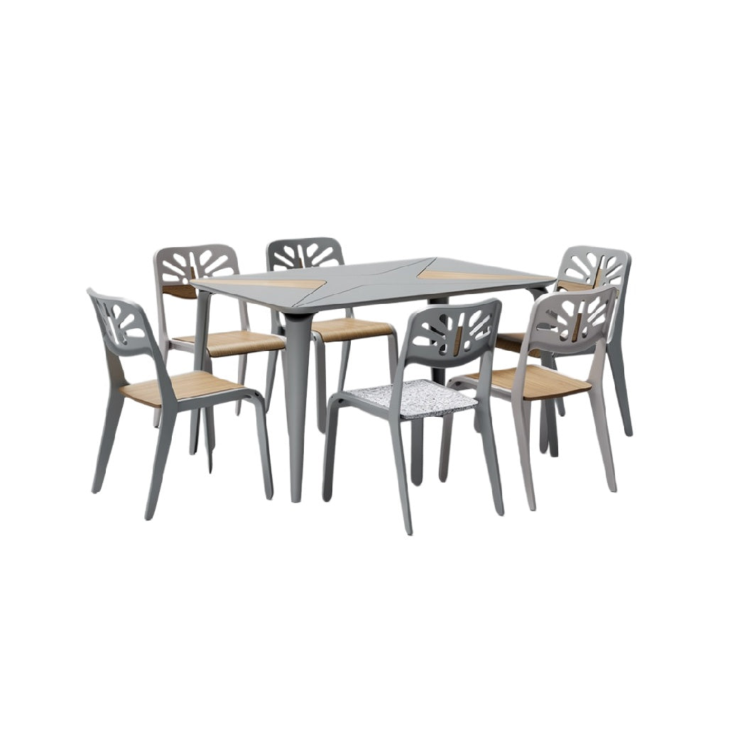 Moderne Tuinset met Zes Stoelen en Houten Accenten