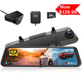 WOLFBOX 12'' Rear View Mirror Dash Cam; 4K Front and 1080P Rear Car Dash Cameras with Super Night Vision; Vehicle; Free 64GB Card & GPS; USB C Port