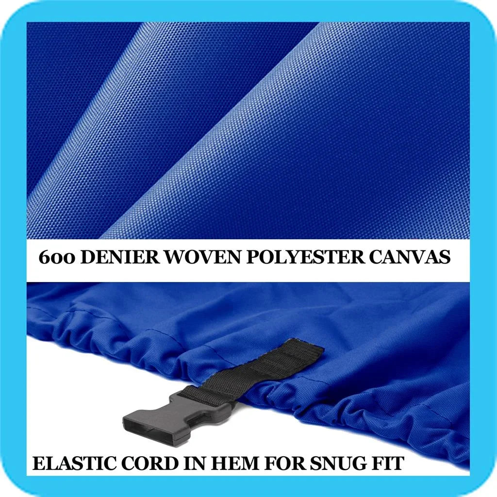 BLUE; GREAT QUALITY BOAT COVER Compatible for Aluminum Bass Boat and V-Hull and Tri-Hull Bowrider 16'-17' Length; Beam width up to 90"