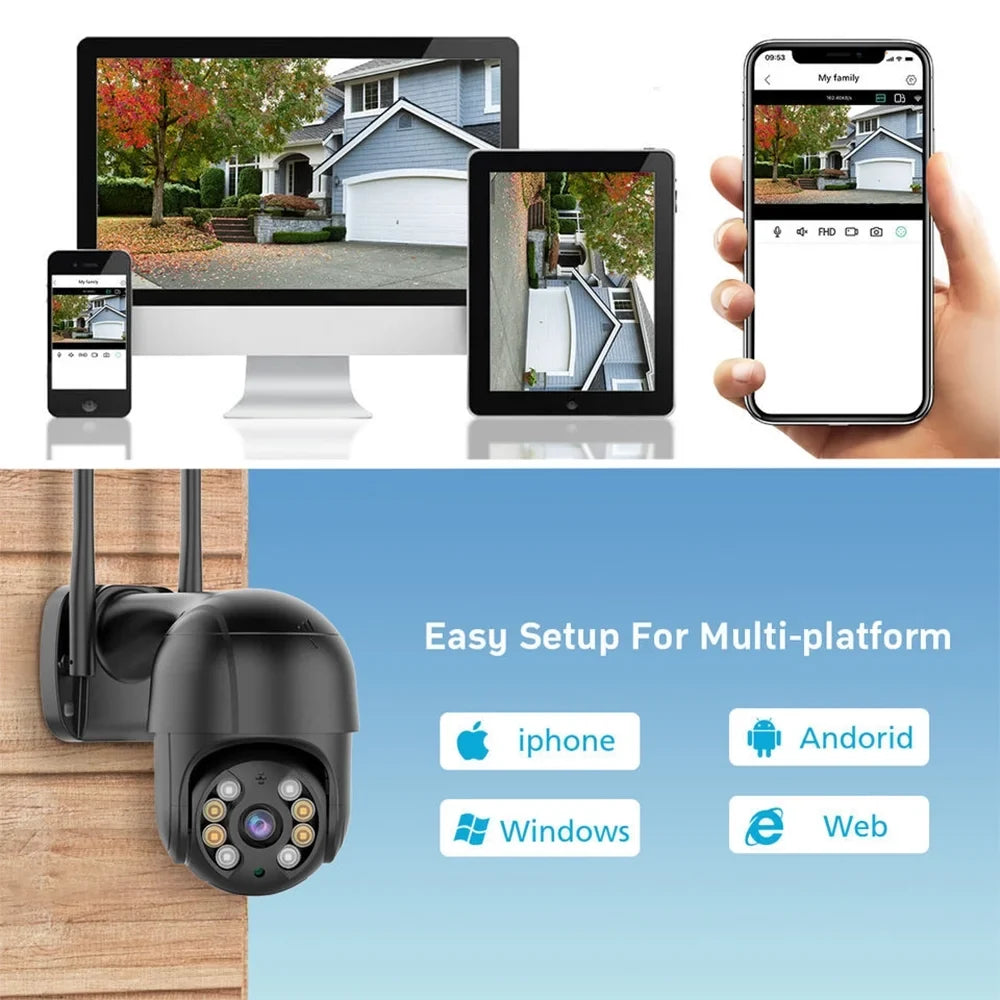 LISUEYNE Security Camera Wireless Outdoor; 4MP Pan/Tilt 2.4G Wifi Surveillance Cameras with Motion Detection and Siren; 2-Way Audio; Full Color Night Vision; for Multi-Platform