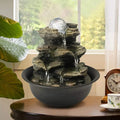 CoSoTower 8.3inches Rock Cascading Tabletop Fountain with LED Lights & Crystal Ball for Home Office Bedroom Relaxation