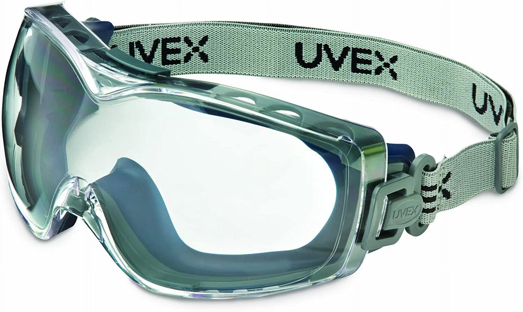 North Safety 763-S3970HSF Clear Lens Uvex Stealth OTG Safety Goggle; Navy Frame