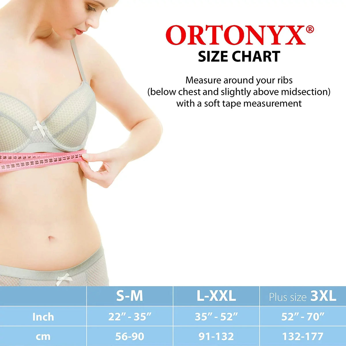 ORTONYX 6.25" Broken Rib Brace Unisex - Elastic Chest Wrap Comppression Support Belt - Rehabilitation of Cracked; Fractured; Dislocated Ribs Post-Surgery Aid Plus Size 3XL Black / ACOX5226-BK-3XL