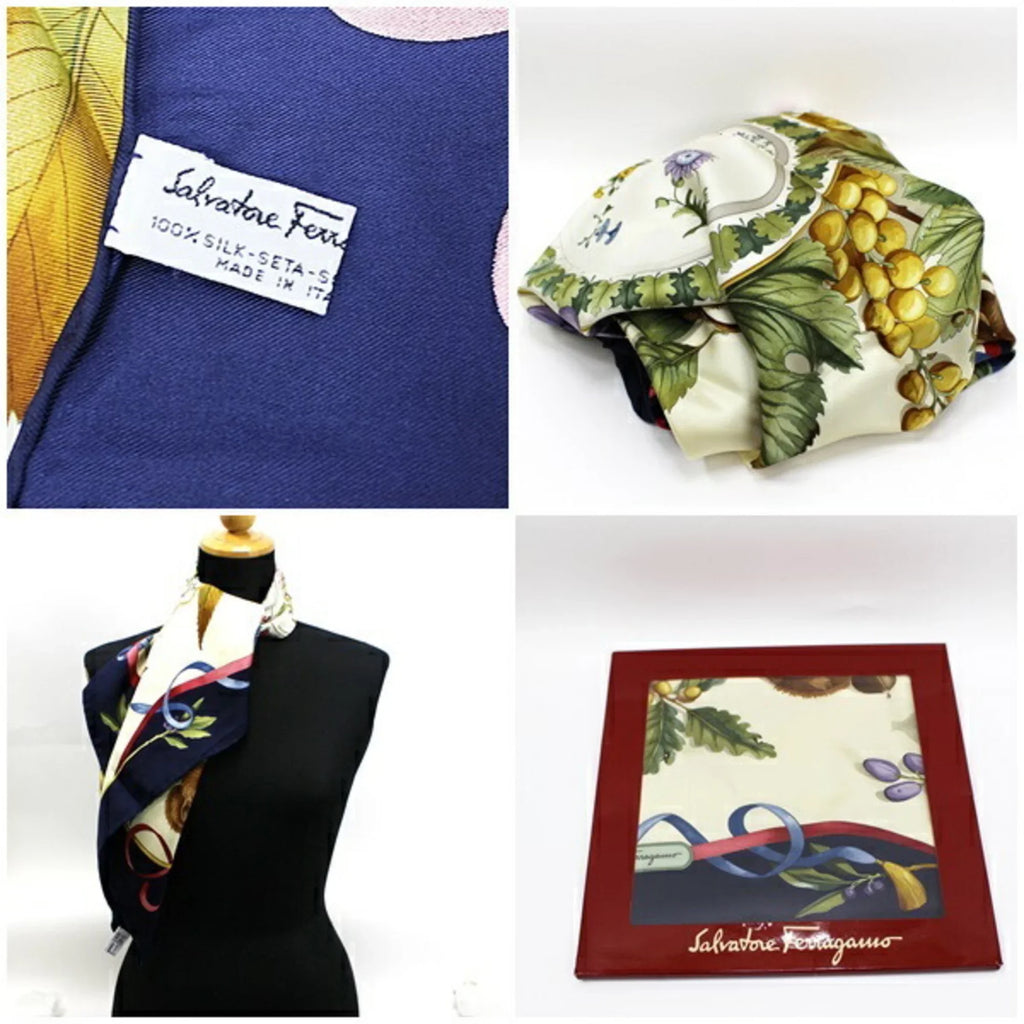 Salvatore Ferragamo silk scarf muffler ladies' large size (Like New)
