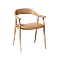 Moderne Houten Stoel met Lederen Zitting en Gebogen Rugleuning