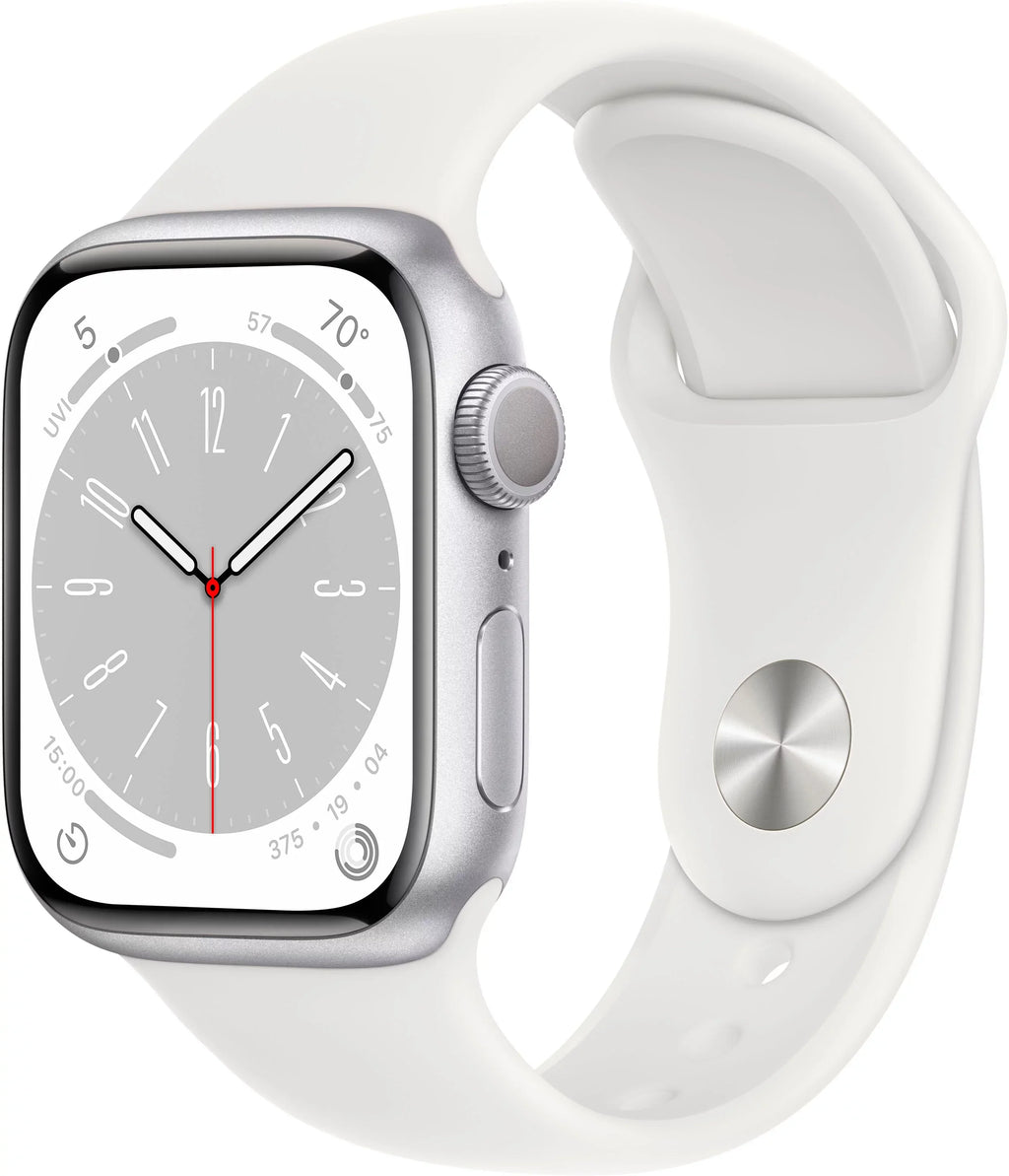 Restored Apple Watch Gen 8 Series 8 41mm Silver Aluminum - White Sport Band MP6L3LL/A (Refurbished)