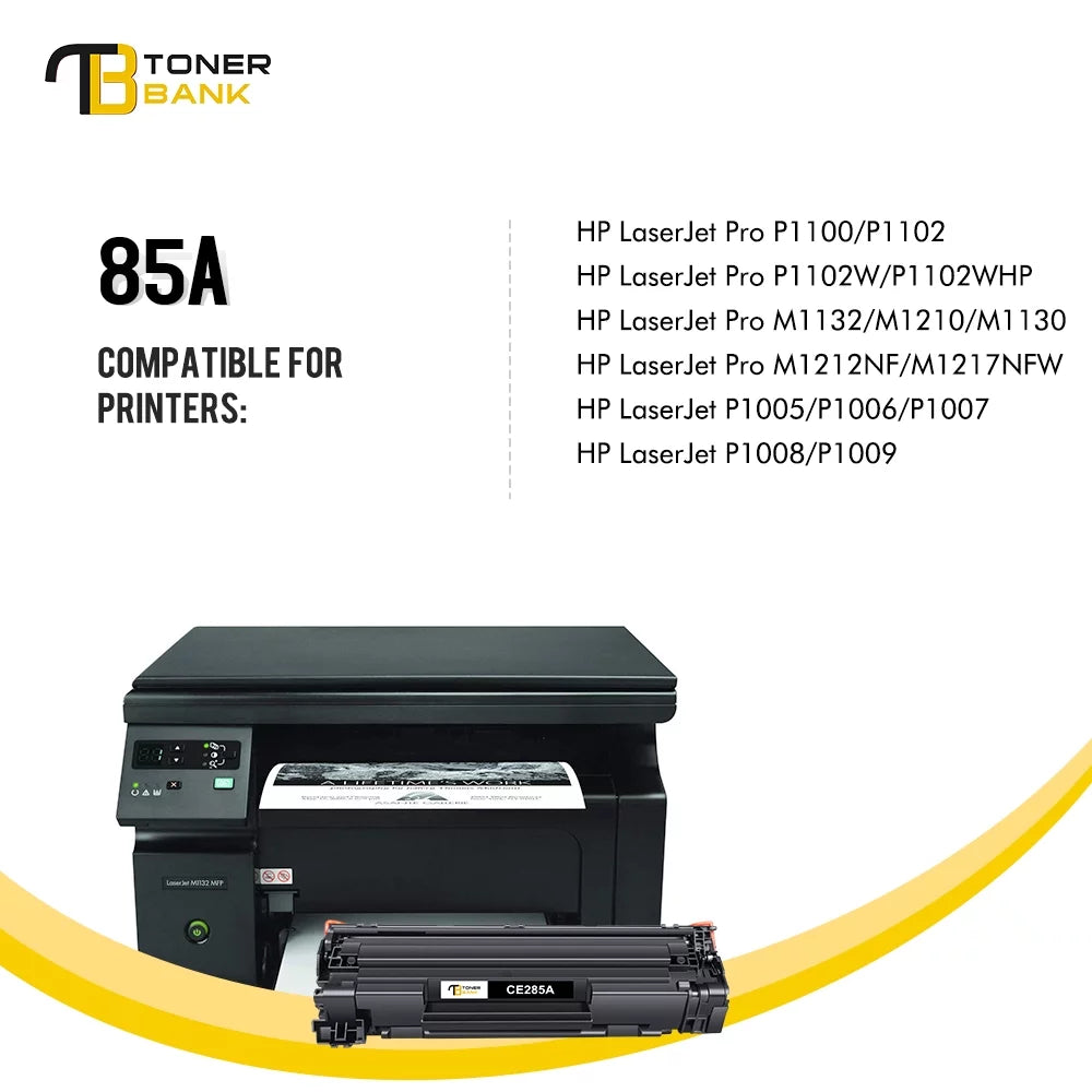 Toner Bank Compatible 85A Toner Cartridge for HP CE285A 85A LaserJet Pro P1102W Pro M1212NF Pro M1132 M1210 M1130 M1212NF M1217NFW Printer Replacement Toner Ink (Black; 1-Pack)