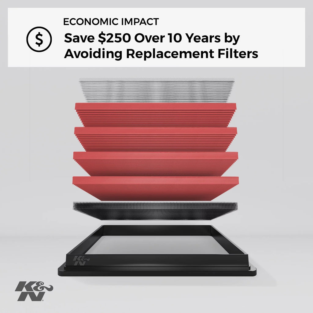 K&N Engine Air Filter: Washable; Replacement Filter: 2010-2019 Toyota/Lexus/Mitsubihi L3/L4; 33-2435
