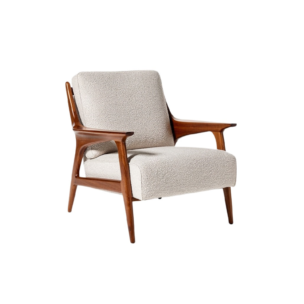 "Vintage Stoel met Houten Armleuningen en Stoffering"