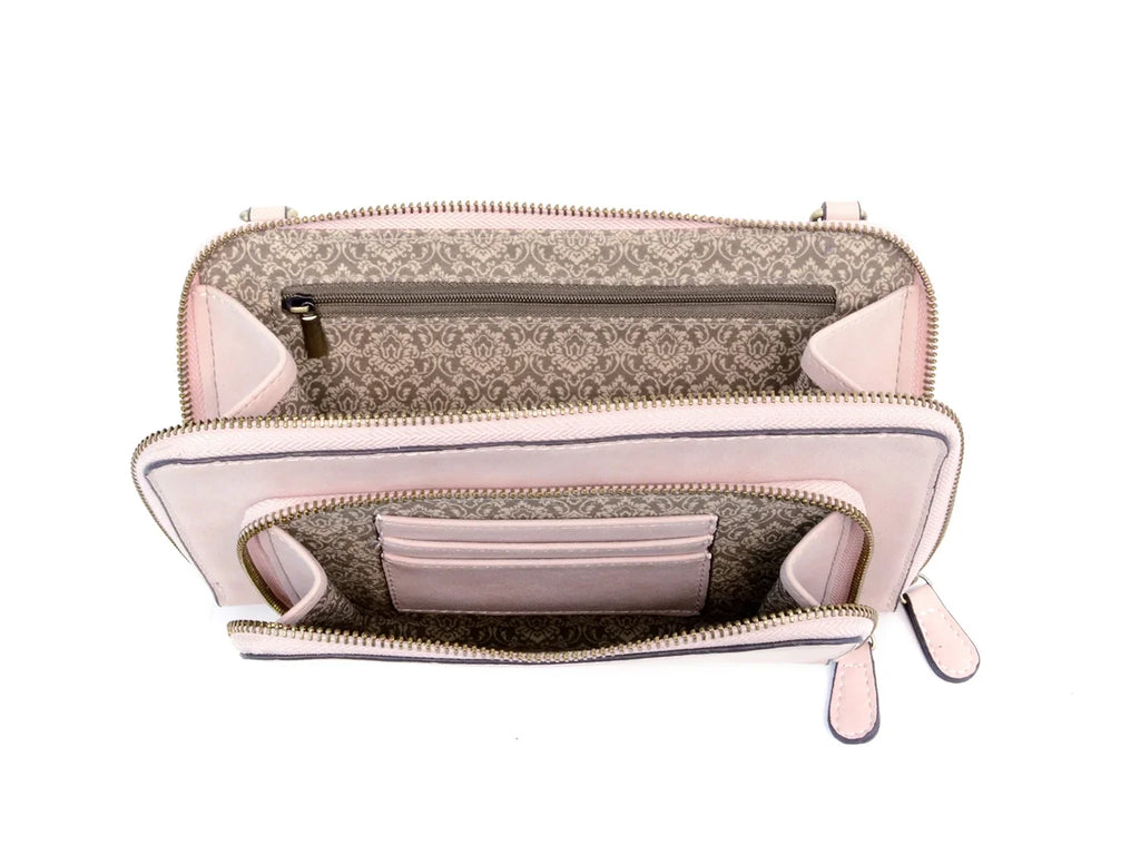 Joy Susan Women's Brushed Mini Convertible Zip Wristlet Bag; Barely Pink; One-Size