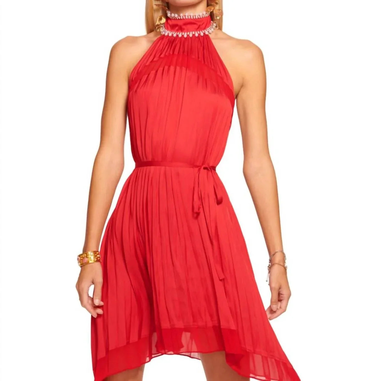 Women's Ramy Brook Black Tie; Party Size M Cocktail Dress Soiree Red