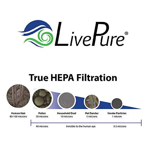 LivePure True HEPA Replacement LP-HF550 Filter for Bali Series Air Purifiers LP550TH; LP550THP; White