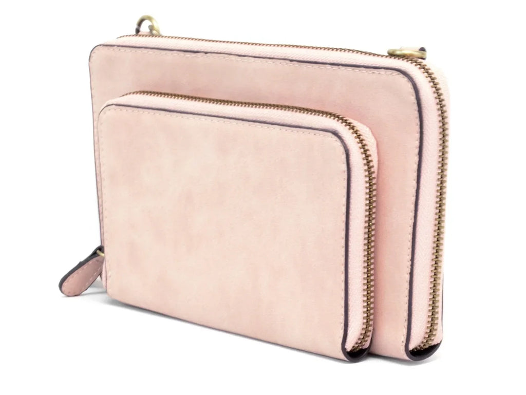 Joy Susan Women's Brushed Mini Convertible Zip Wristlet Bag; Barely Pink; One-Size