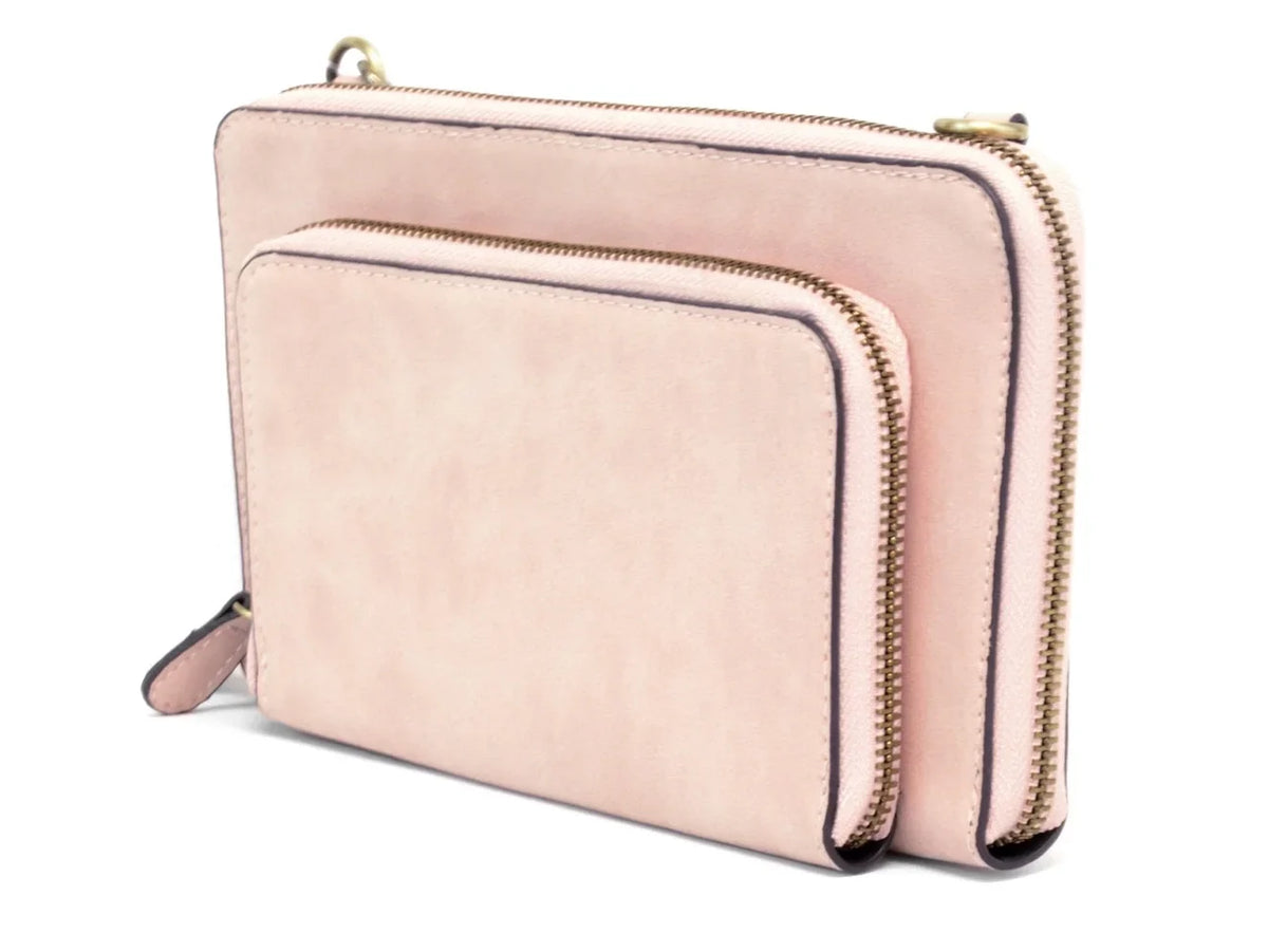 Joy Susan Women's Brushed Mini Convertible Zip Wristlet Bag; Barely Pink; One-Size