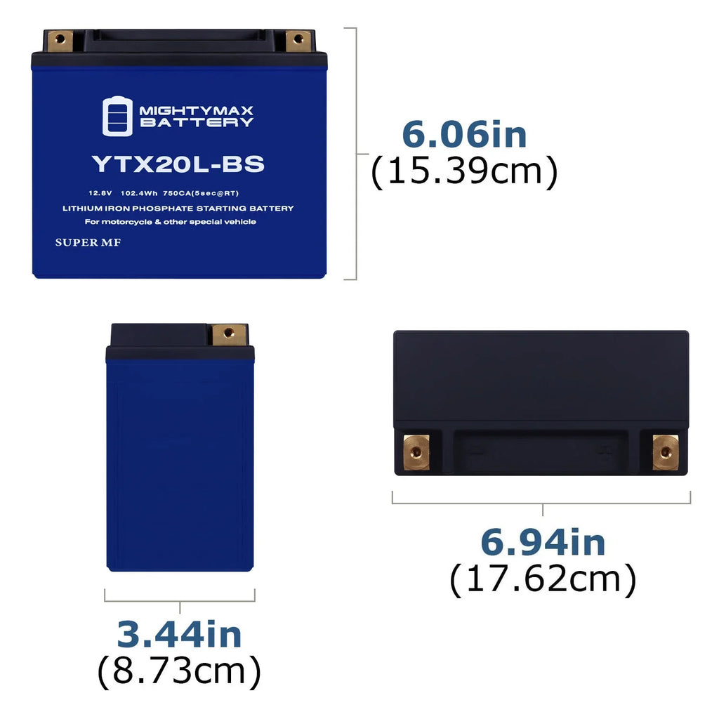 YTX20L-BS Lithium Replacement Battery compatible with Kawasaki Jet Ski JS750 SXi; SXi Pro 95-02
