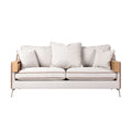 **Moderne Zachte Bank met Houten Armleuningen en Kussens**