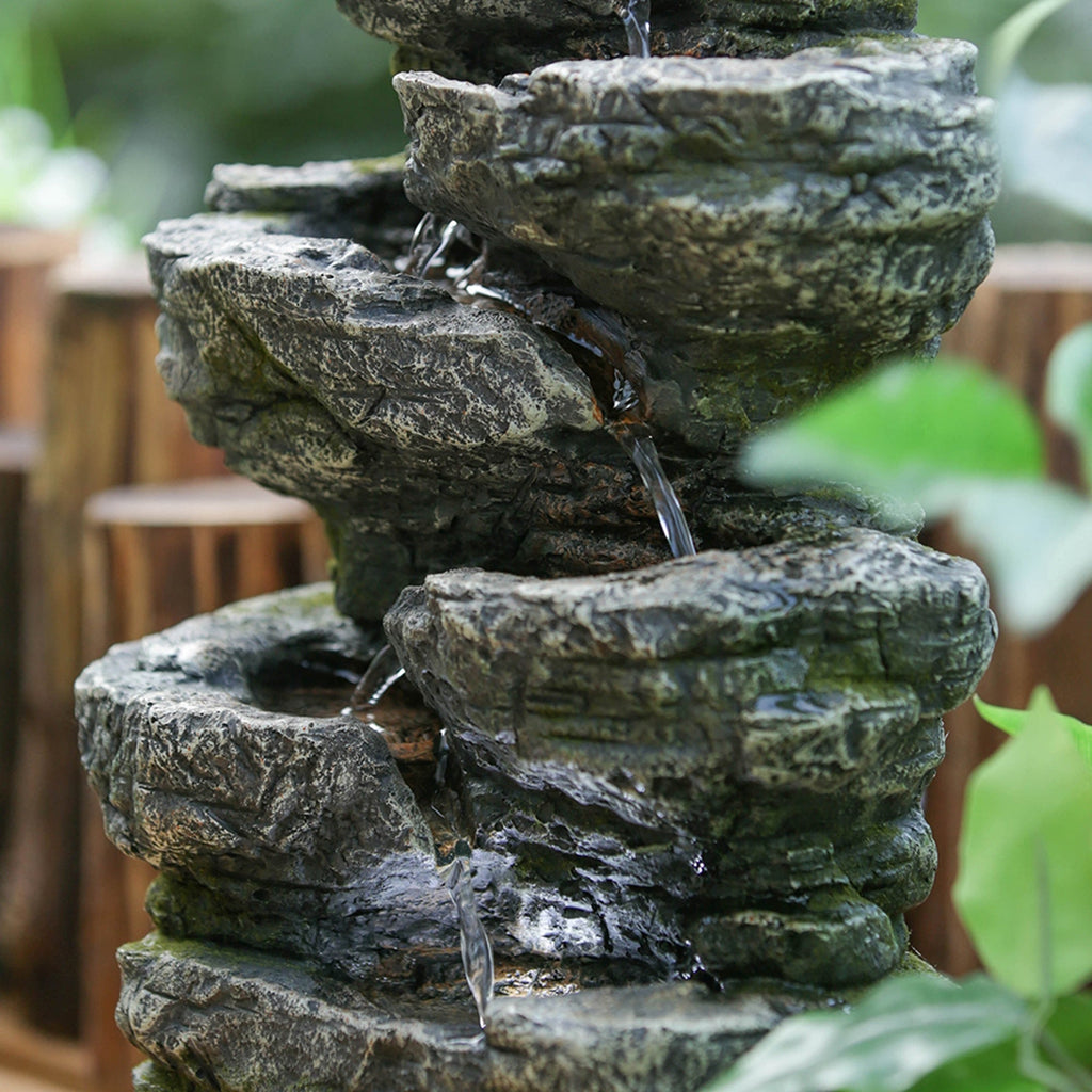 Cascading Rock Fountain - Soothing Sounds & LED Lighting