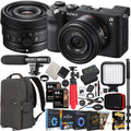 Sony a7C Mirrorless Full Frame Camera Body with Sony FE 24mm F2.8 G Compact Lens SEL24F28G Black ILCE7C/B Bundle with Deco Gear Photography Backpack Case + Microphone + LED + Monopod and Accessories