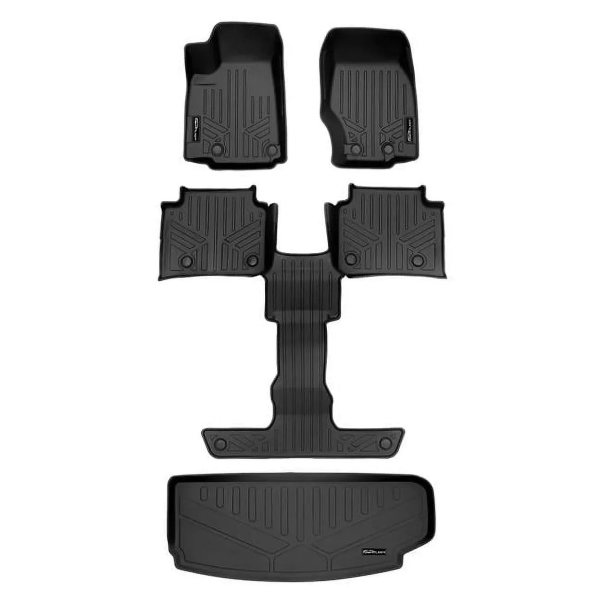 Smartliner SA0568-B0570-E0568 All Weather Custom Fit Black 3 Row & Cargo Liner Behind the 3rd Row Floor Mat Liner Set for 2021-2023 Jeep Grand Cherokee L; Black