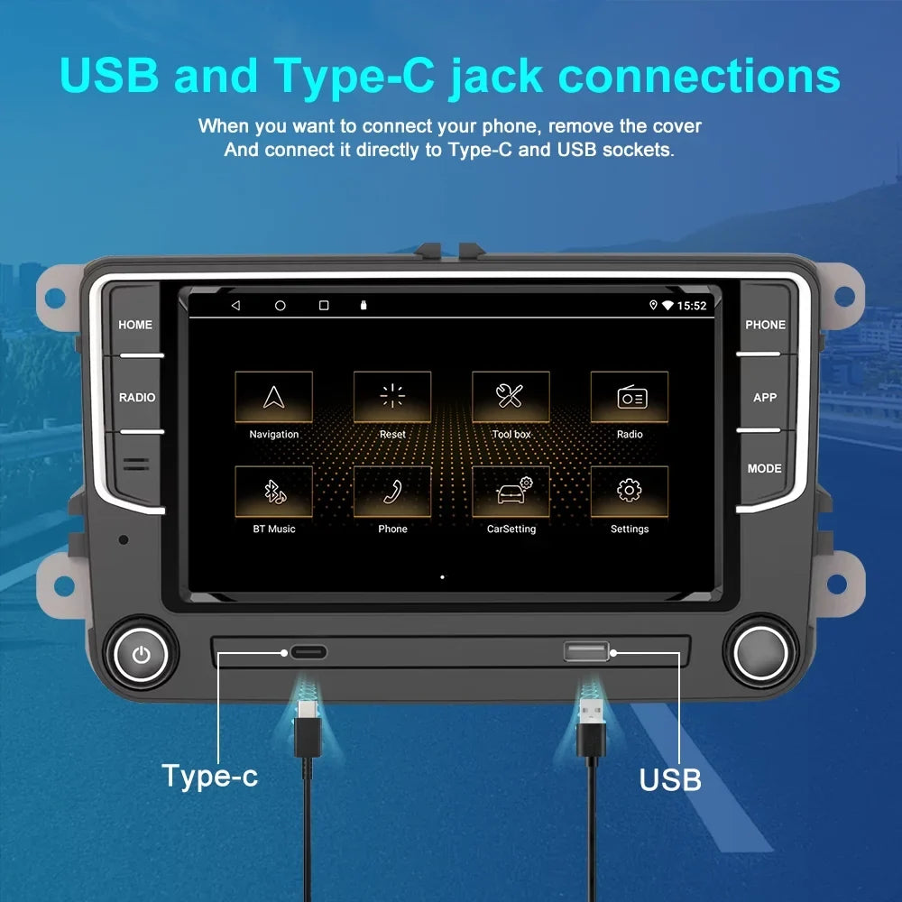 For VW Volkswagen Jetta Passat CC Amarok Golf Polo 7" Touch Screen Bluetooth Car Stereo Radio Carplay GPS Navigation Player 4+64GB