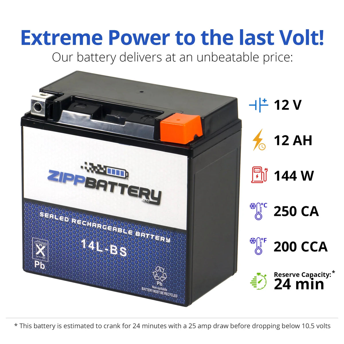 Zipp Battery YTX14-BS (14-BS 12 Volt;12 Ah; 200 CCA) Motorcycle Battery for Honda 1100cc Vt1100c; C3; T Shadow (spirit; Aero; A. C. E. Tourer) 2001
