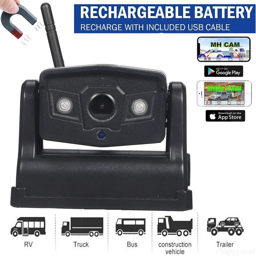 JahyShow High-Capacity 9600mAh Battery Backup Camera; Magnetic WiFi Wireless; Front/Rear View