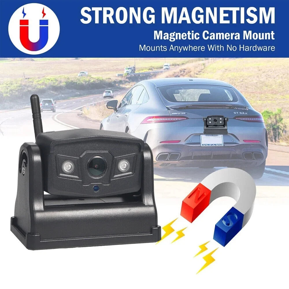 JahyShow High-Capacity 9600mAh Battery Backup Camera; Magnetic WiFi Wireless; Front/Rear View