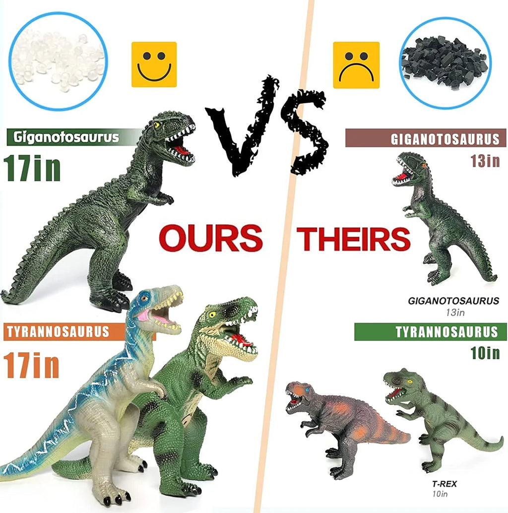 6 Piece Jumbo Dinosaur Toys for Kids and Toddlers; 13-17 footes Blue Velociraptor T-Rex; Large Soft Dinosaur Toys Set for Dinosaur Lovers - Perfect Dinosaur Party Favors; Birthday Gifts