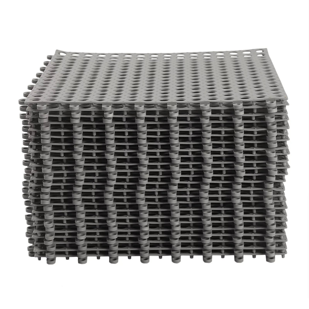 24PCs 11.8*11.8" Interlocking Nonslip Bath Mat;Soft Gray PVC Shower Floor Mat with Drainage Holes for Bathroom; Kitchen; Pool
