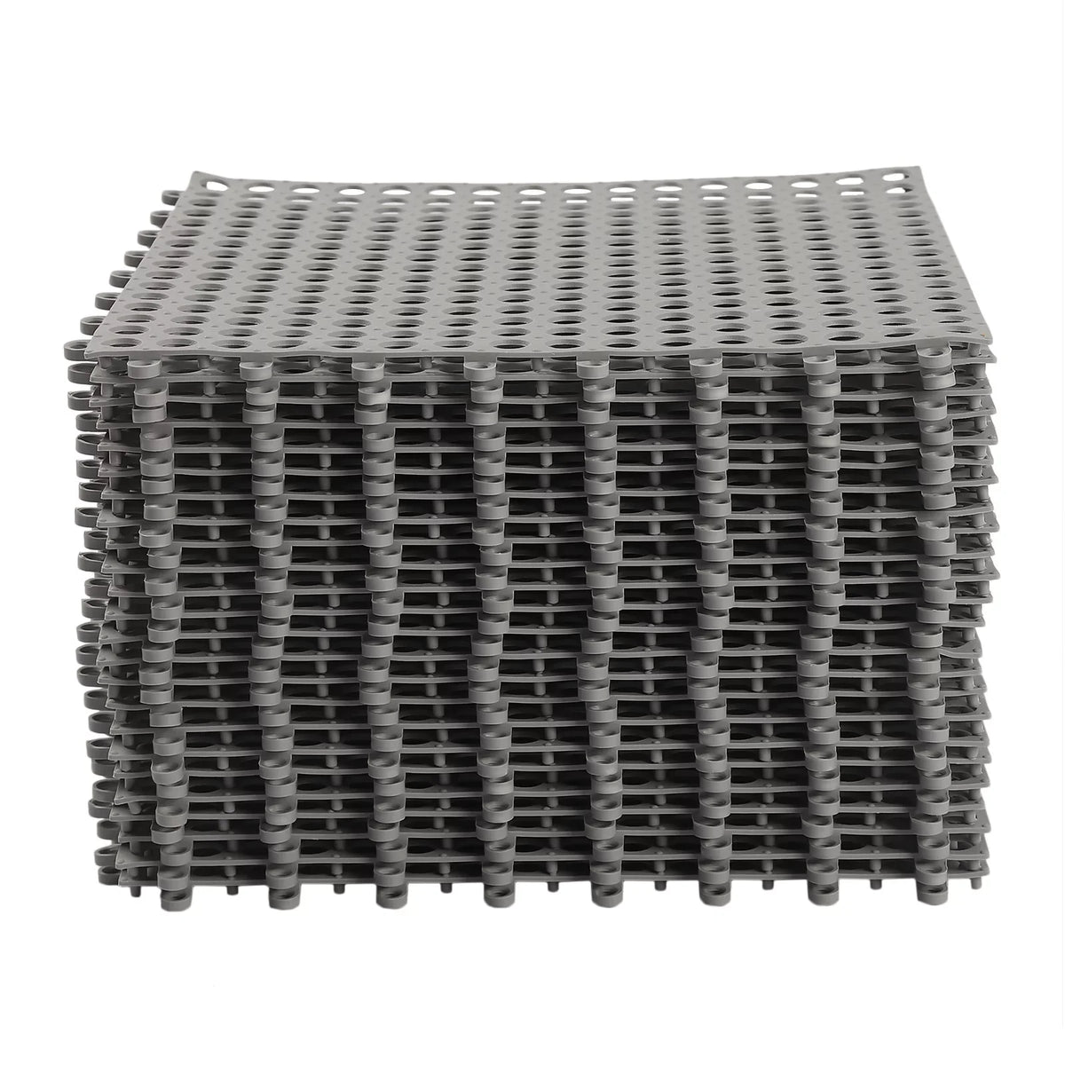 24PCs 11.8*11.8" Interlocking Nonslip Bath Mat;Soft Gray PVC Shower Floor Mat with Drainage Holes for Bathroom; Kitchen; Pool