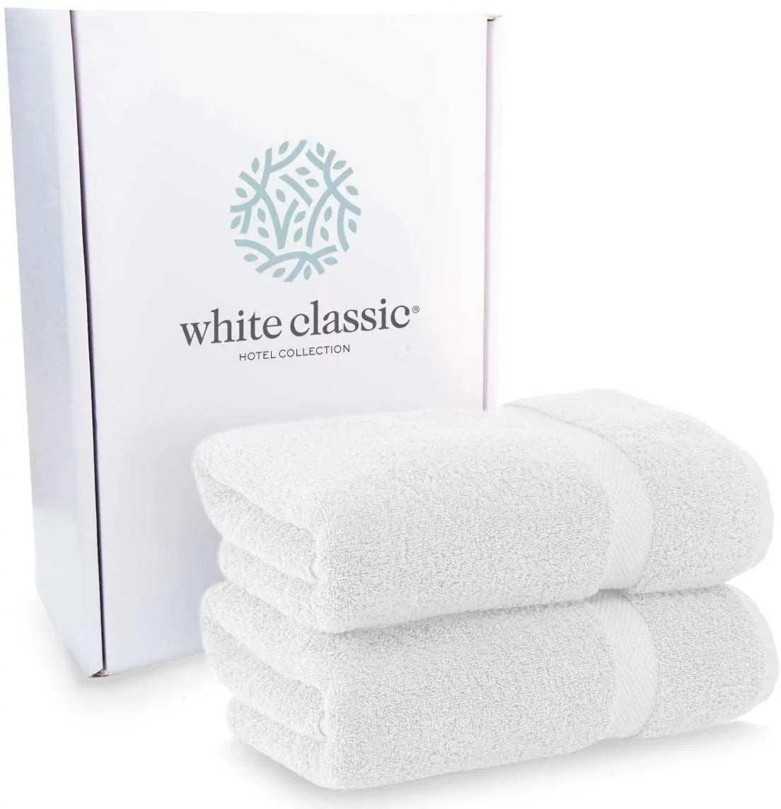 White Classic Luxury White Bath Towels - Large 30x56 mm; 100% Cotton American Linen Big White Towels; 2-Pack Bathroom Sheets | Set of 2; White