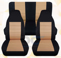 T233-Designcovers Compatible with 2003-2006 Jeep Wrangler LJ Two Tone Seat Covers:Black and Tan - Full Set Front&Rear