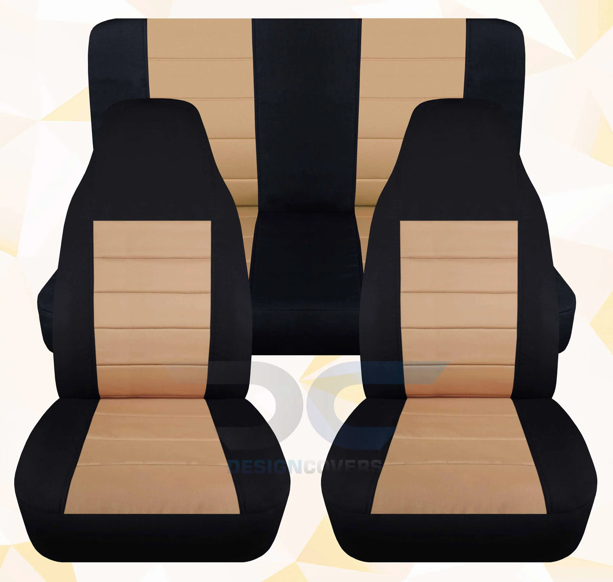 T233-Designcovers Compatible with 2003-2006 Jeep Wrangler LJ Two Tone Seat Covers:Black and Tan - Full Set Front&Rear