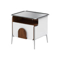 Moderne Nachtkast met Houten Lade en Rvs Bovenblad