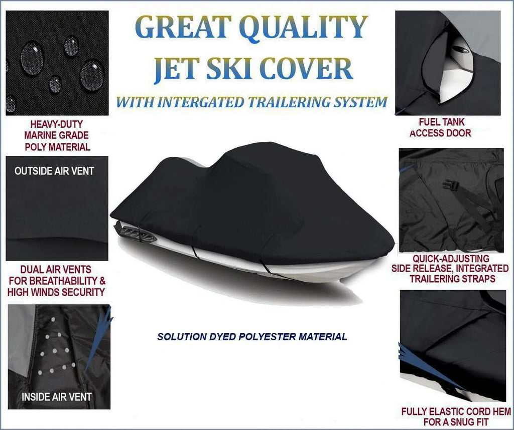 BLACK Jet Ski Cover Compatible for POLARIS JET SKI VIRAGE 2000 2001 2002 2003 2004 Jet Ski Cover