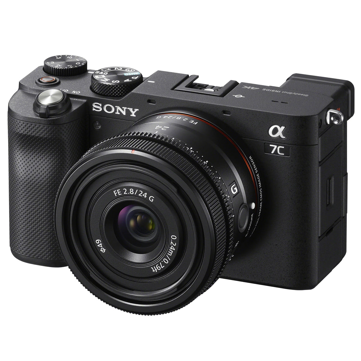 Sony a7C Mirrorless Full Frame Camera Body with Sony FE 24mm F2.8 G Compact Lens SEL24F28G Black ILCE7C/B Bundle with Deco Gear Photography Backpack Case + Microphone + LED + Monopod and Accessories