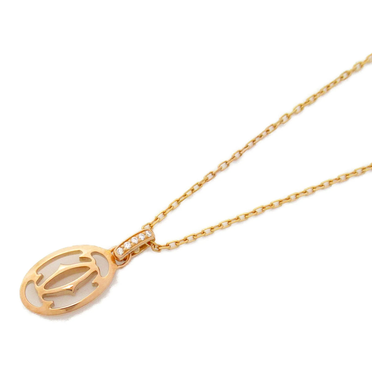 CARTIER Logo double diamond Necklace Necklace Clear K18PG(Rose Gold) Clear (Good)